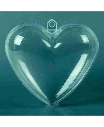 Plastic hart transparant tweedelig,10CM / 10 STUKS.