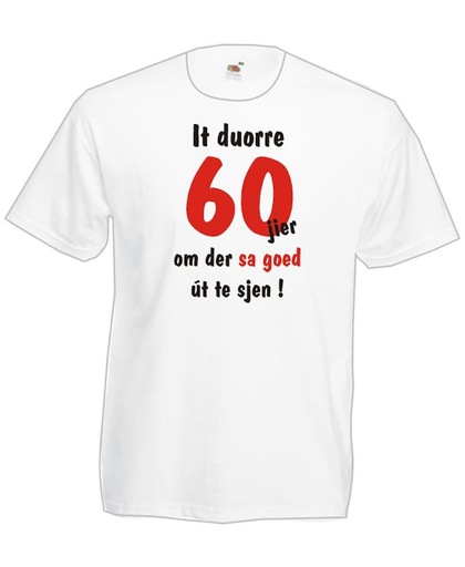 Mijncadeautje Frysl�n T-shirt It duorre 60 jier Heren WIT (maat M)