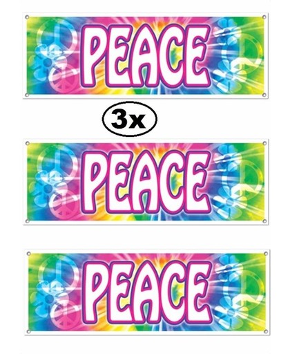 3x Banner PEACE weerbestendig 150x53 cm