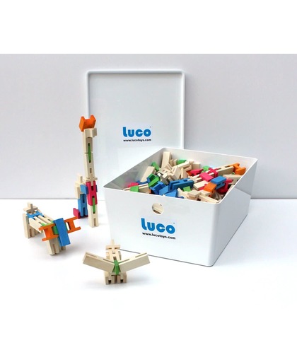 Extra grote set (XL) unieke houten blokken speelgoed , vier verschillende blokjes die in elkaar passen. Kruis, H vormig, en plankjes. Oneindig veel mogelijkheden, 500  elementen