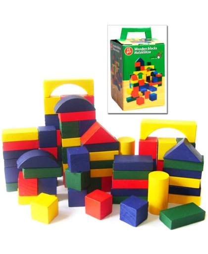 Kleurrijke Blokkendoos - 75-Delig - Speelse Houten Blokken In Doos - Speelblokken Set