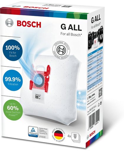 Bosch BBZ41FGALL 4 Stofzuigerzakken - Type G All - Voor Bosch en Siemens stofzuigers