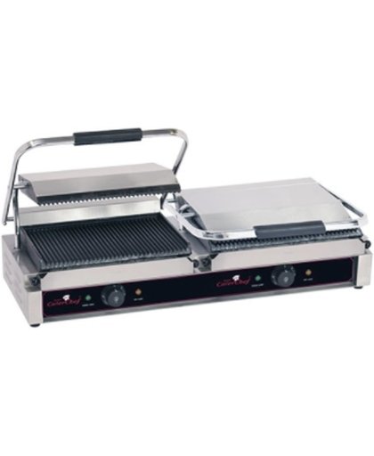 Caterchef dubbel contactgrill gegroefd