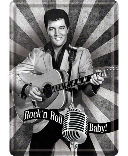 Elvis Presley  Rock'n Roll Baby ! Metal card postcard Amerika USA, metaal