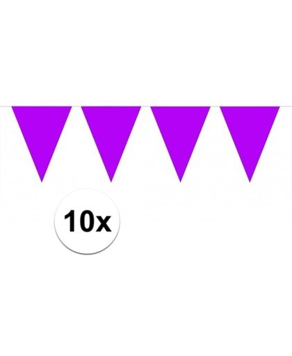 10x vlaggenlijn / slinger paars 10 meter - totaal 100 meter - slingers