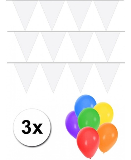 Pakket 3x vlaggenlijn XL wit incl gratis ballonnen