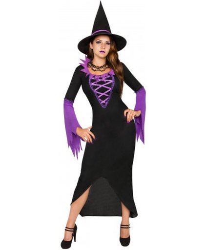 Paars en zwart heksenkostuum voor vrouwen - Verkleedkleding - XL