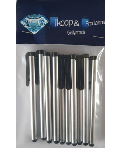 IKOOP & PROCLAIMS © 10 Stylus Pen voor Tablet en Smartphone Kleur Zilver.