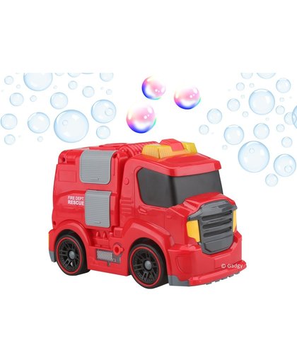 Gadgy® - Zelfrijdende Bellenblaasmachine -  Rode Brandweerauto - Automatische bellenblaas - Met sirene en verlichting-  Inclusief bellenblaas vloeistof