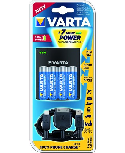 Varta Alkaline Powerpack Auto, Binnen, Buiten Zwart oplader voor mobiele apparatuur