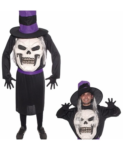 Halloween - Doodskop met hoed kostuum voor heren - Halloween / horror verkleedpak M/l (t-04)