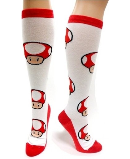 Red Mushroom Pattern Knee High Socks