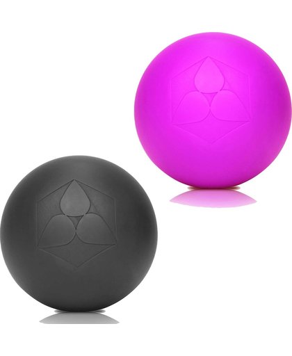 #DoYourFitness - 2x Lacrosse Bal - »Lio« - massagebal voor fasciatraining - 6 cm diameter - zwart / roze