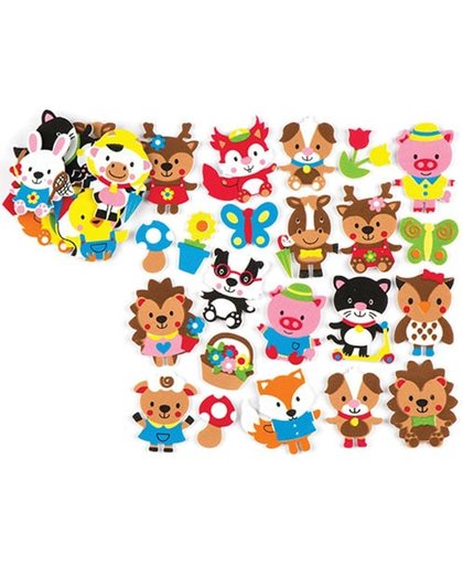 Stickers van foam met lentedieren   Leuke knutsel- en decoratiesets voor jongens en meisjes (120 stuks per verpakking)