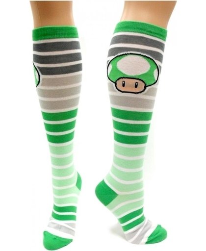 Green Mushroom Stripes Knee High Socks