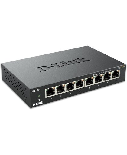 D-Link DGS-108 Onbeheerde netwerkswitch Zwart netwerk-switch