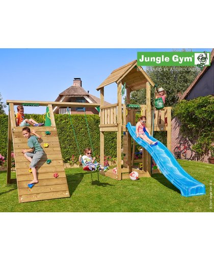 Jungle Gym - Mansion Climb - Speeltoestel Klimrek - Met Glijbaan - Blauw