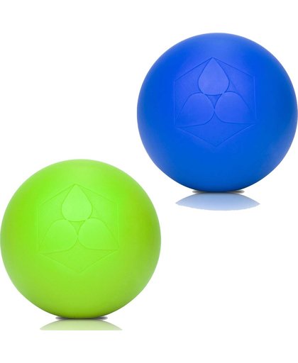 #DoYourFitness - 2x Lacrosse Bal - »Lio« - massagebal voor fasciatraining - 6 cm diameter - marineblauw / lichtgroen
