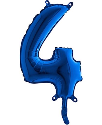 Folieballon cijfer '4' blauw (35cm)