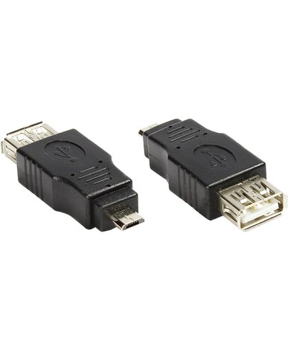 Alcasa USB-USB micro B, f-m USB micro B USB A Zwart kabeladapter/verloopstukje