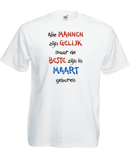 Mijncadeautje - T-shirt - wit - maat L - Alle mannen zijn gelijk - maart