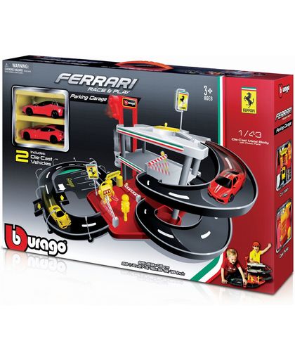 Garage Bburago Ferrari garage + 2 auto`s schaal 1:43