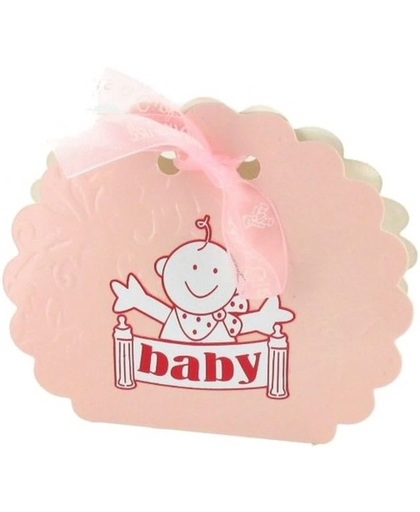 Geboorte verpakkingen voor traktaties roze 12 stuks