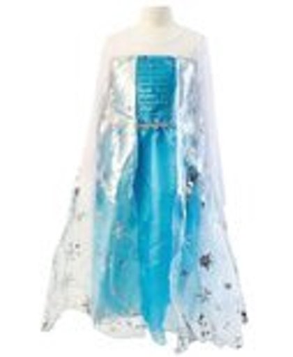 Prinses Elsa verkleedjurk maat 98/104 + staf, kroon, handschoenen, vlecht - verkleedkleding - labelmaat 110