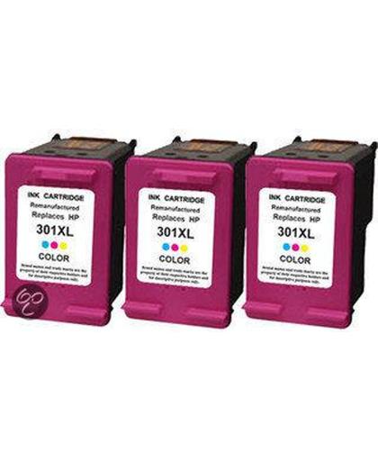 Merkloos – Inktcartridge / Alternatief voor de HP 301 XL inktcartridge CH564EE kleur 21 ml 3 stuks Cartridge