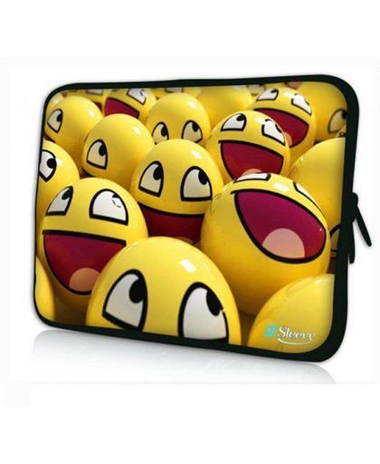 Sleevy 14 inch laptophoes gele smileys