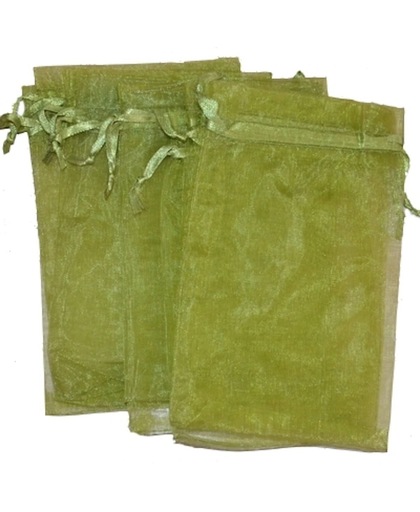 Organza zakjes olijf groen 10x15 cm 20 stuks