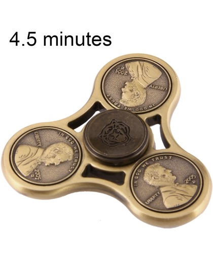 Cents patroon Fidget Spinner Toy Stress rooducer Anti-Anxiety Toy voor Children en Adults, 4.5 Minutes Rotation Time,  Silicon Nitride Ceramics Beads Bearing, Three Leaves(Gold)