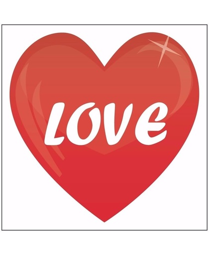 5x love hartje sticker 10,5 cm - Valentijn feeststicker