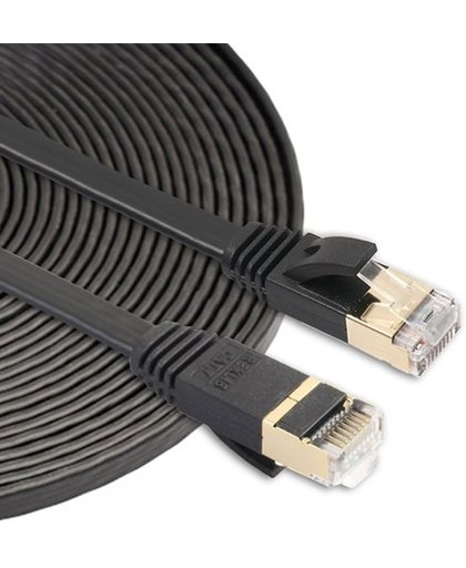 10m CAT7 Ultra dunne Flat Ethernet netwerk LAN kabel (1000Mbps) - Zwart