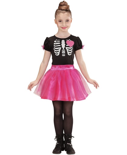 Verkleedkostuum roze Skelet voor meisjes Halloween  - Verkleedkleding - 116/128