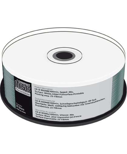 MediaRange CD-R 900 MB Inkjet Printable 25 stuks
