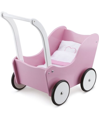 New Classic Toys Poppenwagen met beddengoed Roze