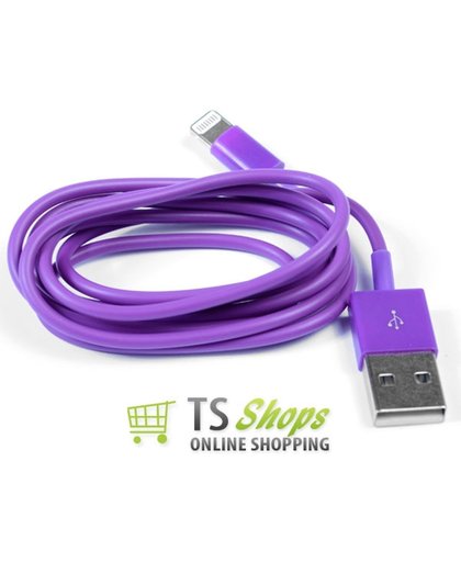 USB datakabel oplader Paars Purple voor Apple iPhone 5