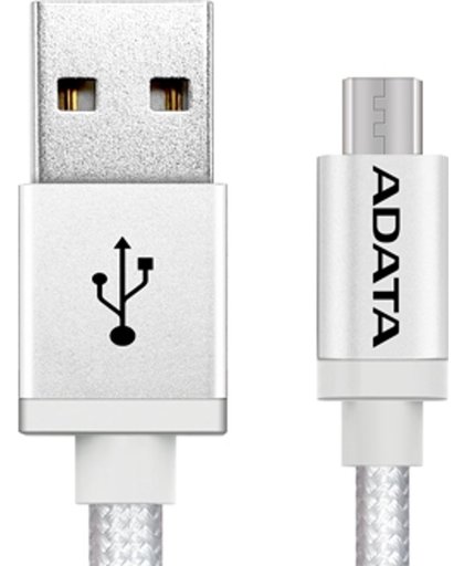 ADATA 1m, USB2.0-A/USB2.0 Micro-B 1m USB A Micro-USB B Mannelijk Mannelijk Zilver USB-kabel