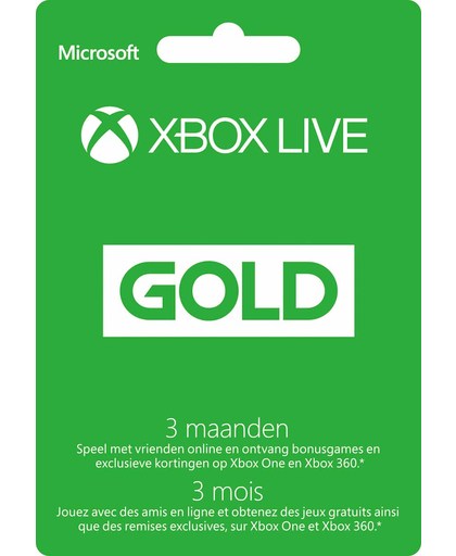 Microsoft Xbox Live Gold Abonnement 3 Maanden - Xbox 360 + Xbox One
