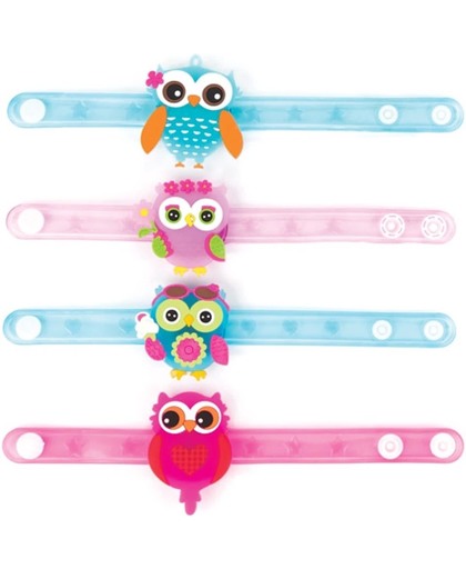 Armbanden met oplichtende uilen voor kinderen om te dragen – een leuk cadeau voor uitdeelzakjes voor kinderen (verpakking van 4)