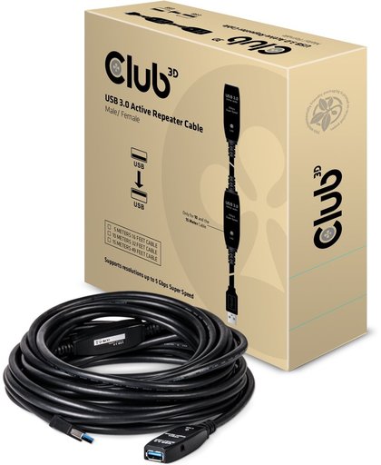 CLUB3D USB 3.0 Active Repeater Cable 5 Meter M/F