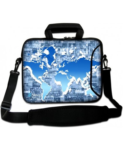 Laptoptas 17,3 inch blauwe wereldkaart - Sleevy