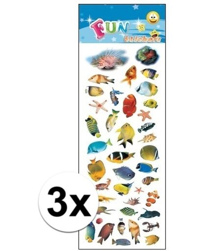 3x Stickervellen stickers tropische vissen