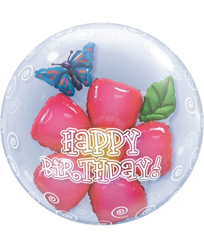 Happy Birthday Flowers Bubbles Ballon 61cm