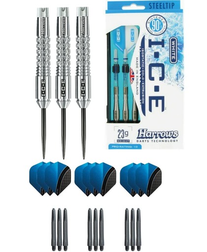 Harrows - ICE 23 gram Knurled grip - dartpijlen - plus 3 sets - dartshafts - en 3 sets - dartflights
