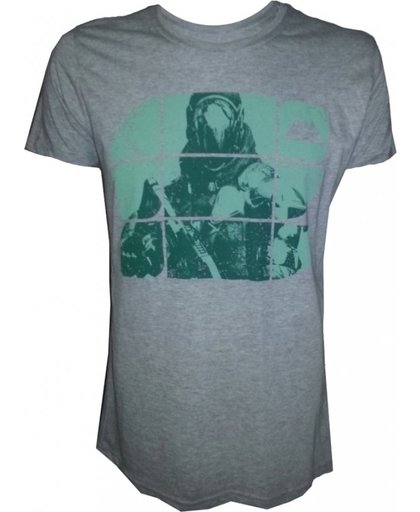 Destiny Grey Melange Green Print T-Shirt