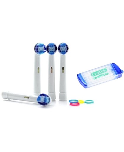 Opzetborstels Flexisoft passend op Oral-B 4 stuks + tandenstokers - Qatrixx SB-20A