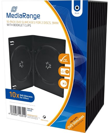 MediaRange DVD-Videobox slimline 9mm 2dvd zwart 10 stuks