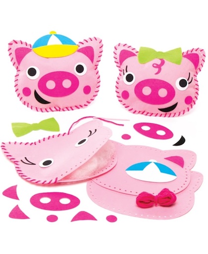 Naaisets met kussen in de vorm van een varken die kinderen kunnen maken, versieren en neerleggen – creatieve zomerknutselset voor kinderen (verpakking van 2)